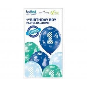 D11 balloons, digit 1, 1st Birthday Boy 1C5S, 6 pcs 1