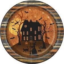 Paper plates full moon halloween, 22 cm, 8 pcs