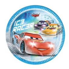 Lėkštutės popierinės su Žaibu Makvynu iš Ratai "Cars Ice Racer" (8vnt./20cm)