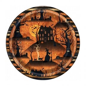 Paper plates full moon halloween, 17 cm, 8 pcs