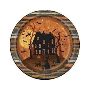 Paper plates full moon halloween, 22 cm, 8 pcs