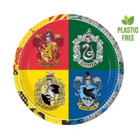 Paper plates Harry Potter Hogwarts Houses, next generation, 23 cm, 8 pcs (plastic-free)