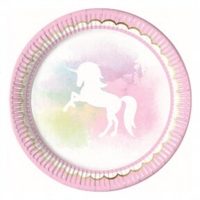 Unicorn paper plates, 23 cm, 8 pcs