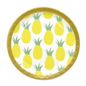 Paper Plates with Pineapple 'Golden Pineapple' (8 pcs / 23 cm)