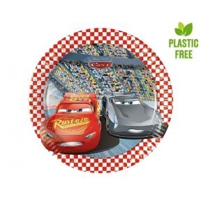 Paper plates Cars 3, next generation, 20 cm, 8 pcs (plastic-free)