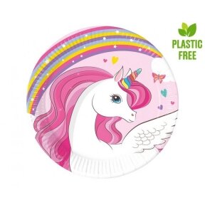 Paper plates Unicorn Rainbow Colors (next generation) 20 cm, 8 pcs. (Plastic-free)