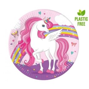 Paper plates Unicorn Rainbow Colors, next generation, 23cm, 8 pcs. (plastic-free)