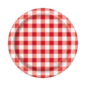 Paper plates Red Gingham, 23 cm, 8 pcs