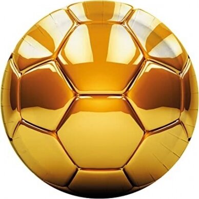 Paper plates Football gold, 23 cm, 8 pcs (plastic-free)