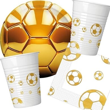 Paper plates Football gold, 23 cm, 8 pcs (plastic-free) 1