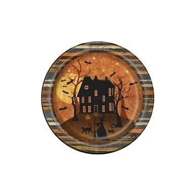 Paper plates full moon halloween, 22 cm, 8 pcs