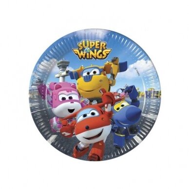 Lėkštutės popierinės lėktuvėlių tema "Super Wings" (8 vnt./20 cm)