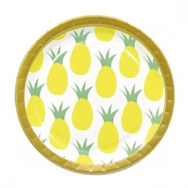 Paper Plates with Pineapple 'Golden Pineapple' (8 pcs / 23 cm)