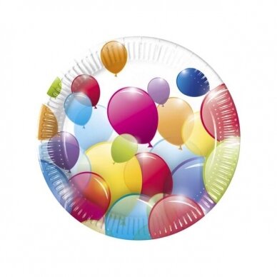 Paper plates with balloons "Colored Balloons" (8pcs/20cm)