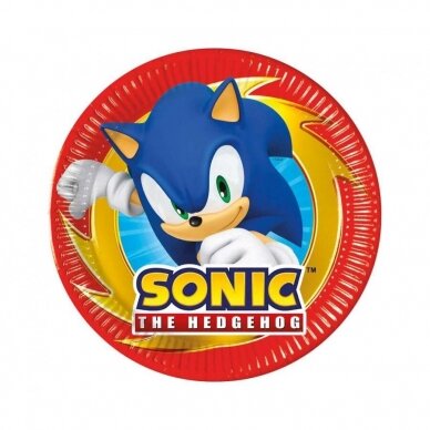 Lėkštutės popierinės su Ežiukas Sonikas "Sonic" (8vnt./20cm)