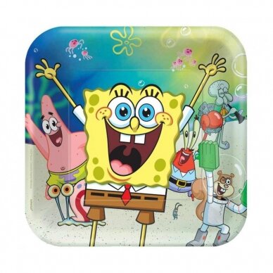 Lėkštutės popierinės su Kempiniukas Plačiakelnis " SpongeBob" (8vnt./23x23 cm)