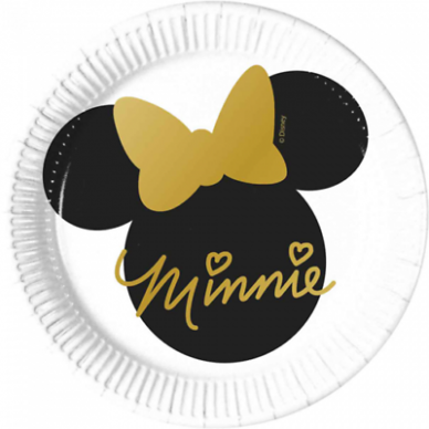 Lėkštutės popierinės su peyte Mine "Minnie Mouse Gold" (8vnt./20cm)