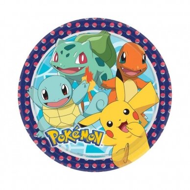 8 Plates Pokemon Paper Round 23 cm