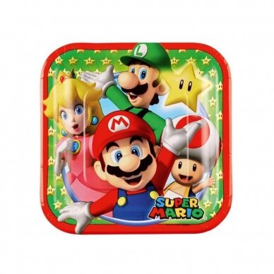 Paper plates Super Mario, square, 18x18 cm, 8 pcs