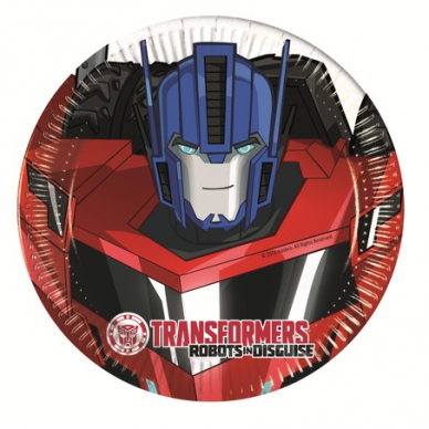 Paper plates Transformers power up 20 cm, 8 pcs. (Plastic-free)