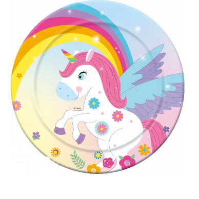 Unicorn paper plates, 18 cm, 6 pcs