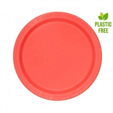 Paper plates, red, 23 cm, 8 pcs (plastic-free)