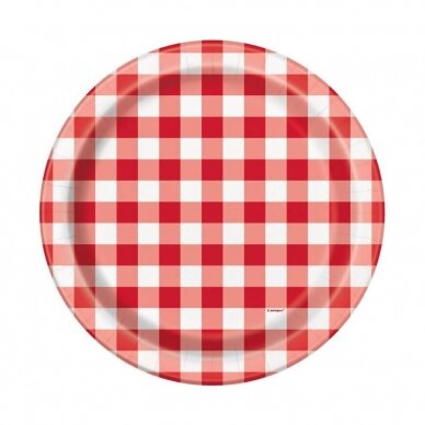 Paper plates Red Gingham, 23 cm, 8 pcs