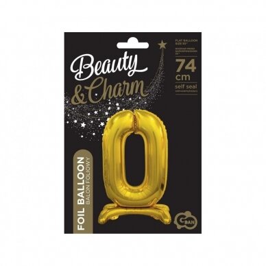 B&C standing foil balloon Digit 0, gold, 74 cm 1