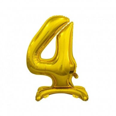 B&C standing foil balloon Digit 4, gold, 74 cm