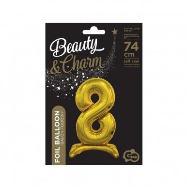 B&C standing foil balloon Digit 8, gold, 74 cm 1