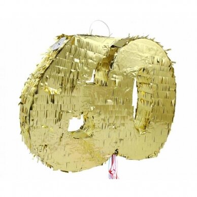 Pinata digit "60", metallic gold, size 50x35x7.5 cm