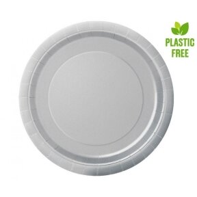 Paper plates, silver, 23 cm, 8 pcs (plastic-free)