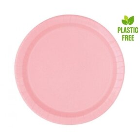 Paper plates, light pink, 23 cm, 8 pcs (plastic-free)