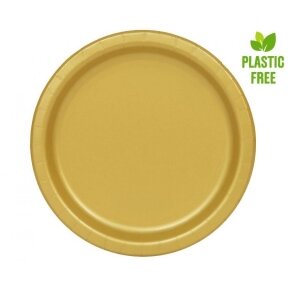 Paper plates, gold, 22 cm, 8 pcs (plastic-free)