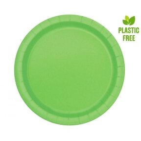 Paper plates, lime green, 23 cm, 8 pcs (plastic-free)