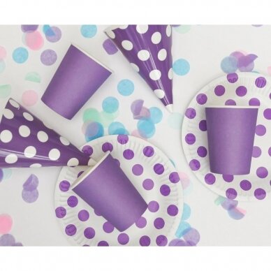 Paper plate Polka dot levander,18 cm, 6 pcs 1