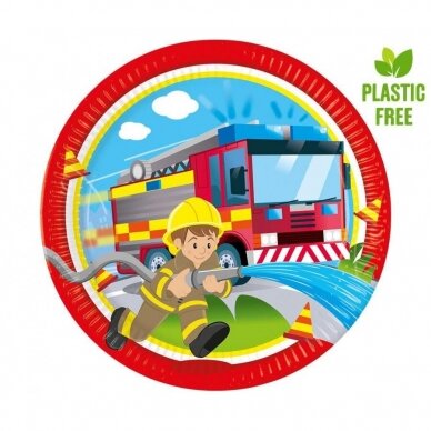 Paper plates Firefighters, next generation, 23cm, 8 pcs (plastic-free)