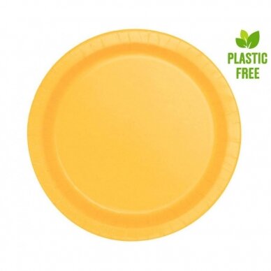 Paper plates, yellow, 22 cm, 8 pcs (plastic-free)