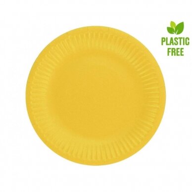 Paper plates solid colour, yellow, 18 cm, 6 pcs