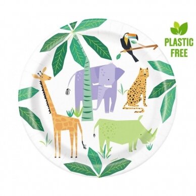 Paper plates Animal Safari, 23 cm, 8 pcs (plastic-free)