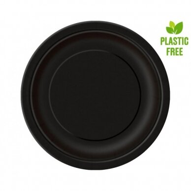 Paper plates, black, size 23 cm, 8 pcs (plastic-free)