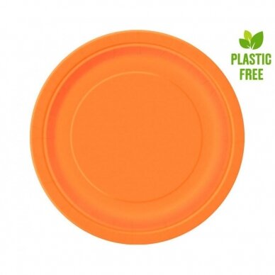 Paper plates, orange, 23 cm, 8 pcs (plastic-free)