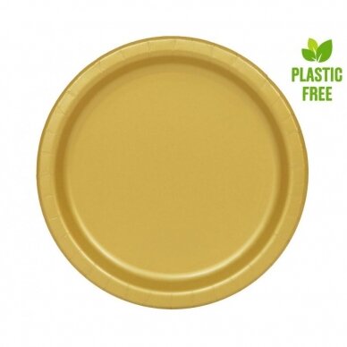 Paper plates, gold, 23 cm, 16 pcs (plastic-free)