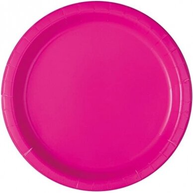 Paper plates Solid colour,neon pink, 22 cm, 16 pcs