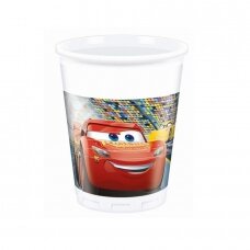 Puodeliai plastikiniai su Žaibu Makvynu iš filmuko Ratai "Cars 3" (8vnt/200ml)