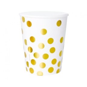 Paper cups "Gold dots", white, 270 ml, 6 pcs