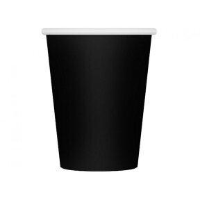 Paper cups, solid colour, black, 250 ml/ 6 pcs