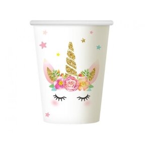 Unicorn paper cups, 266 ml, 6 pcs