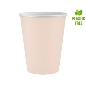 Paper cups Solid colour, light pink, 250 ml, 6 pcs