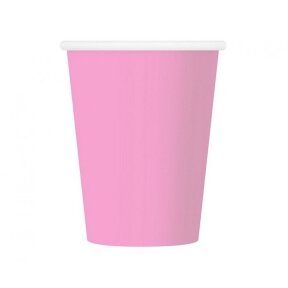 Paper cups, solid colour, pink, 270 ml, 6 pcs